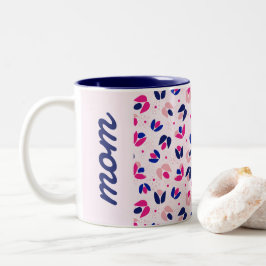 Caneca De Café Em Dois Tons Mãe Dia de as mães Moderno Cor-de-Rosa Azul Rosa P