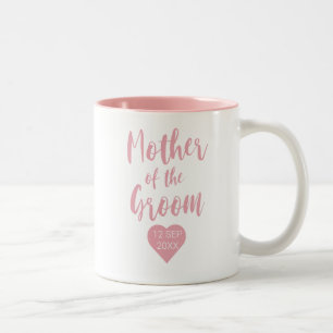Caneca De Café Em Dois Tons Mãe do Groom Elegant Pink Script  