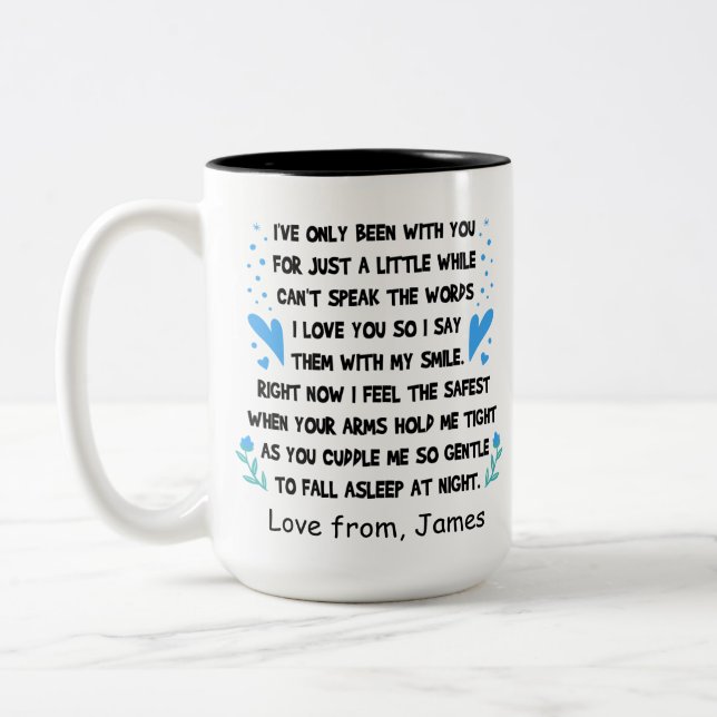 Caneca De Café Em Dois Tons Mãe Do Nome Personalizado Do Bebê (Esquerda)