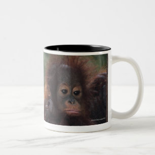Caneca De Café Em Dois Tons Mãe do orangotango com bebê