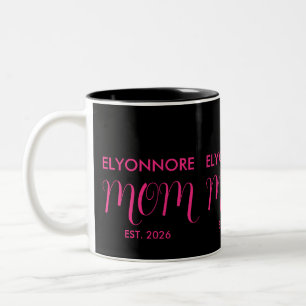 Caneca De Café Em Dois Tons Mãe Estabeleceu Nova Mãe Presente Rosa Nome Person