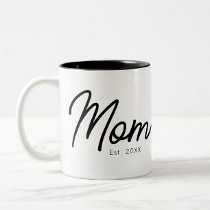 Caneca De Café Em Dois Tons Mãe Estabeleceu Roteiro Minimalista Elegante