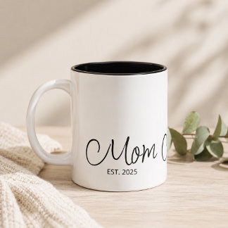 Caneca De Café Em Dois Tons Mãe Estabeleceu Roteiro Preto Ano Personalizado