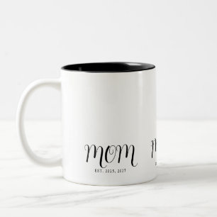 Caneca De Café Em Dois Tons Mãe Estabelecida Letra Preta Nova Mãe Presente