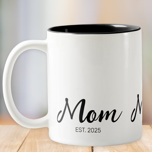 Caneca De Café Em Dois Tons Mãe Estabelecida Nova Mãe Presente  (Criador carregado)