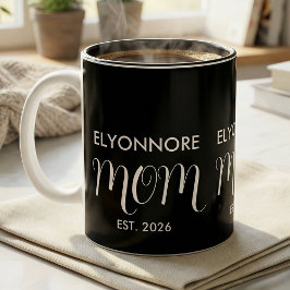 Caneca De Café Em Dois Tons Mãe Estabelecida Presente Branco Nome Personalizad