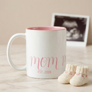Caneca De Café Em Dois Tons Mãe Estabelecida Rosa Script Rosa Novo Presente de