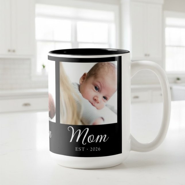 Caneca De Café Em Dois Tons Mãe Estabelecida Roteiro Preto 3 Foto  (Criador carregado)