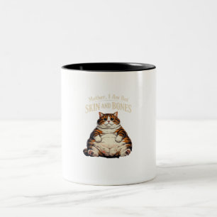Caneca De Café Em Dois Tons Mãe, Eu Sou Apenas Pele e Ossos – Gato Gordinho En