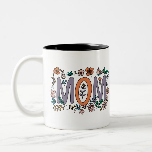 Caneca De Café Em Dois Tons Mãe Floral Mug (Esquerda)
