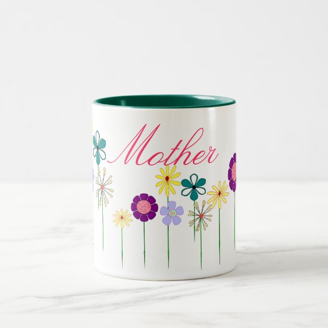 Caneca De Café Em Dois Tons Mãe - flores brilhantes para ela (Centro)