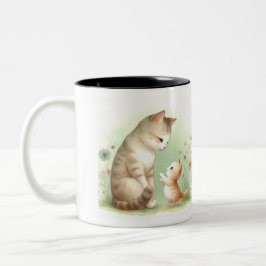 Caneca De Café Em Dois Tons Mãe Gato e Gatinho: Um Momento Encantador Mug