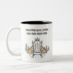 Caneca De Café Em Dois Tons Mãe Glamping Vivendo sua Melhor Aventura ao Ar Liv