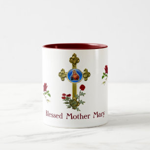 Caneca De Café Em Dois Tons Mãe Mary Cross Caffee Mug