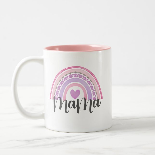 Caneca De Café Em Dois Tons Mãe moderna Rainbow Mama Dia de as mães Mug (Esquerda)