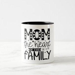 Caneca De Café Em Dois Tons Mãe, o Coração da Família