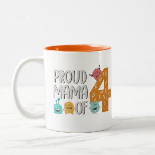 Caneca De Café Em Dois Tons Mãe Orgulhosa das Quatro