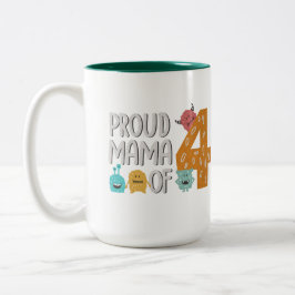 Caneca De Café Em Dois Tons Mãe Orgulhosa das Quatro