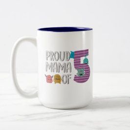 Caneca De Café Em Dois Tons Mãe Orgulhosa dos Cinco