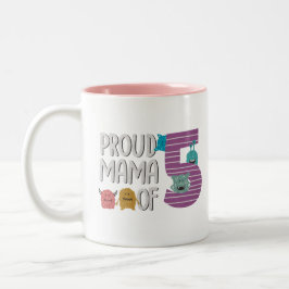 Caneca De Café Em Dois Tons Mãe Orgulhosa dos Cinco