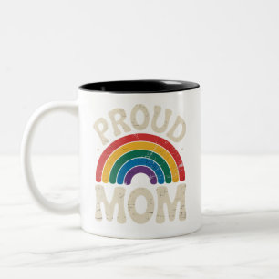 Caneca De Café Em Dois Tons Mãe Orgulhosa LGBTQ Orgulho Gay Dia das Mães Arco-