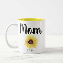 Caneca De Café Em Dois Tons Mãe Personalizada Est. Girassol pintado