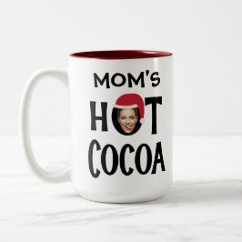 Caneca De Café Em Dois Tons Mãe Personalizada Face & Name Hot Cocoa Natal