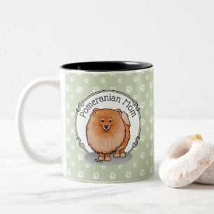 Caneca De Café Em Dois Tons Mãe Pomeraniana Pom Mãe (Vermelho laranja) Cachorr