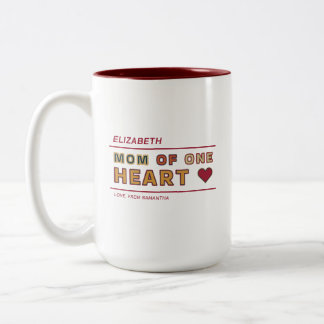Caneca De Café Em Dois Tons Mãe Retro de Um Coração Laranja Vermelho Personali