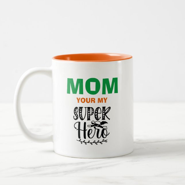 Caneca De Café Em Dois Tons Mãe, Seu Super-Herói (Esquerda)