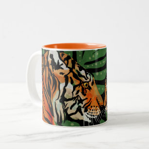 Caneca De Café Em Dois Tons Mãe Tigre e caneca de café de dois tons