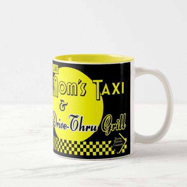 Caneca De Café Em Dois Tons Mães Taxi e Drive-Thru Grill Coffee Mug (Direita)