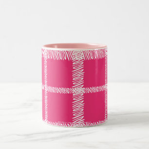 Caneca De Café Em Dois Tons Magenta da xadrez