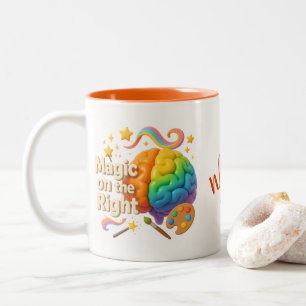 Caneca De Café Em Dois Tons Magia à direita, Lógica à esquerda - Cérebro duplo