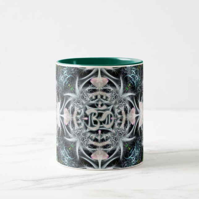 Caneca De Café Em Dois Tons Magia Aum Fractal Art Mug (Centro)