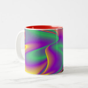 Caneca De Café Em Dois Tons Magia das cores, Abstrato 3D Rainbowart