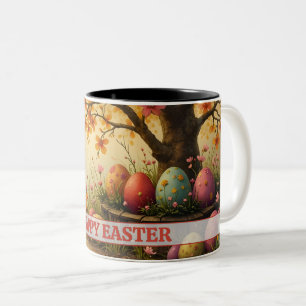 Caneca De Café Em Dois Tons Magia das Flores da Primavera com o Esplendor do O