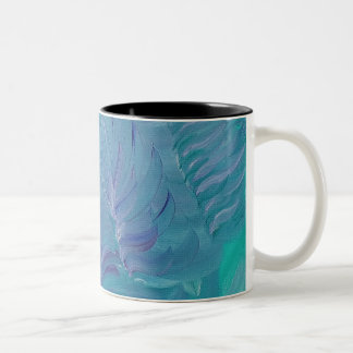 Caneca De Café Em Dois Tons Magia Subaquática Arte Abstrata Colorida Única