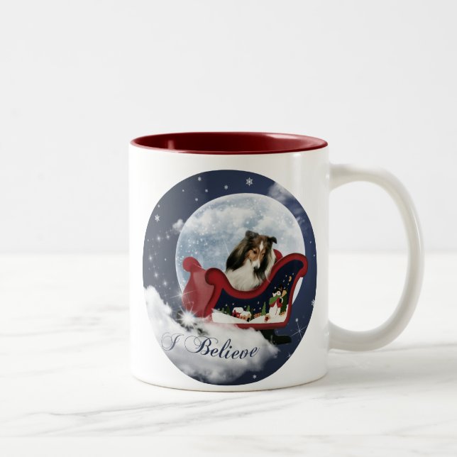 Caneca De Café Em Dois Tons Magic Christmas Sheltie (Direita)
