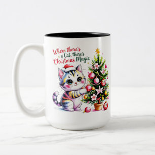 Caneca De Café Em Dois Tons Mágica de Natal Vibrante - Presente para Mãe de Ga