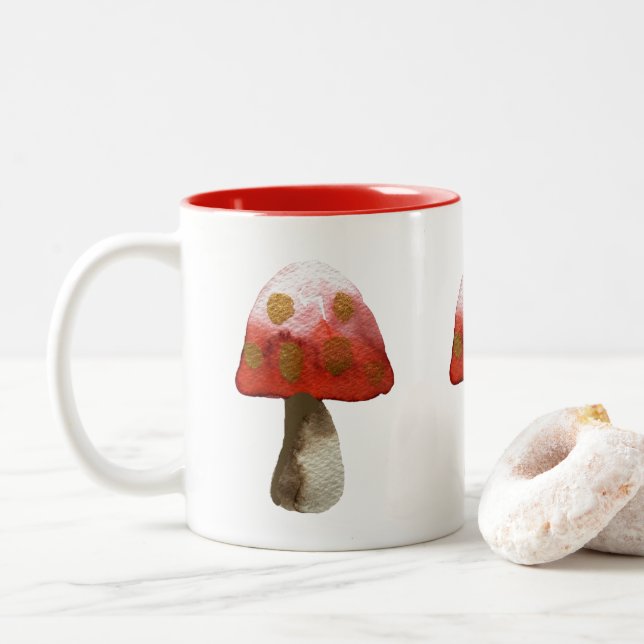 Caneca De Café Em Dois Tons Mágica em Toadshroom vermelho (Com Donut)