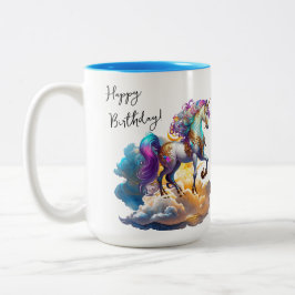 Caneca De Café Em Dois Tons Magical Unicorn Fantasy nutre aniversário de roman
