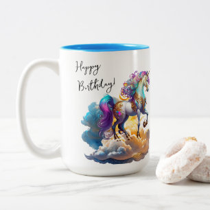 Caneca De Café Em Dois Tons Magical Unicorn Fantasy nutre aniversário de roman