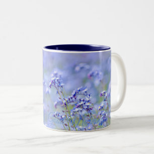 Caneca De Café Em Dois Tons Mágicas matutinas de flor azul