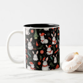 Caneca De Café Em Dois Tons Mágina de coelhinho de Natal alegre e festiva