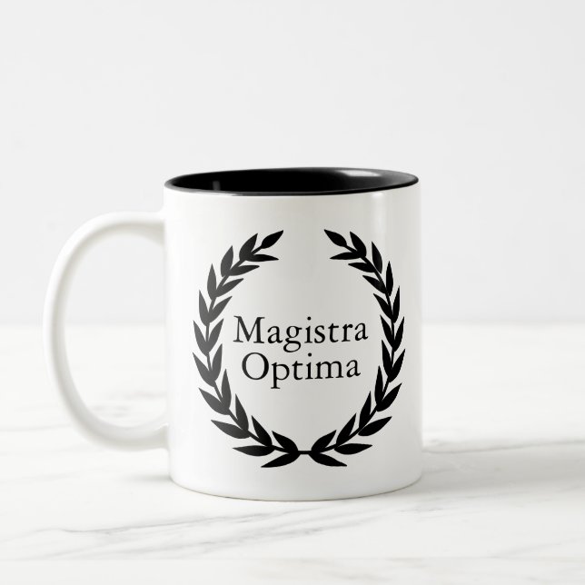 Caneca De Café Em Dois Tons Magistra Optima Latim Professora (Esquerda)