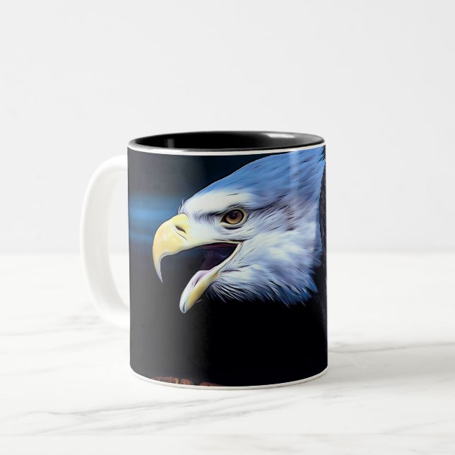 Caneca De Café Em Dois Tons Maiestoso Bald Eagle (Frente Esquerda)