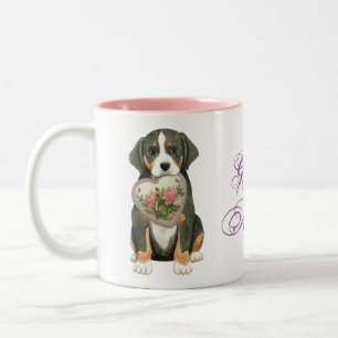 Caneca De Café Em Dois Tons Maior mamã suíça do coração do cão da montan