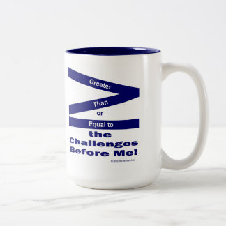 Caneca De Café Em Dois Tons Maior ou Igual Aos Desafios Diante de Mim 