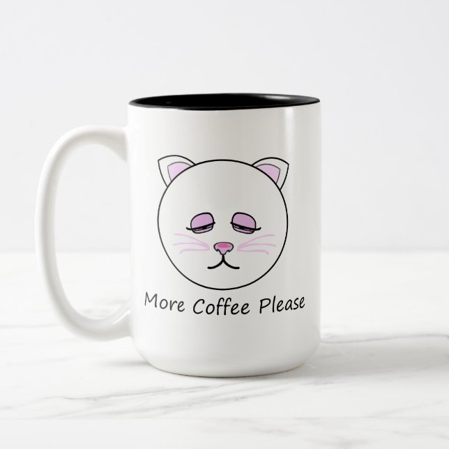 Caneca De Café Em Dois Tons Mais Gato de Café (Esquerda)